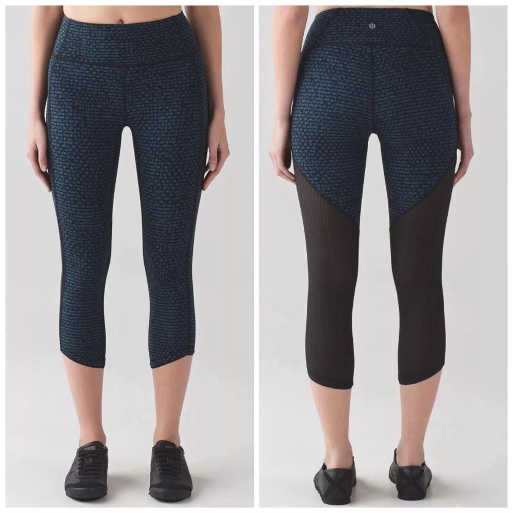 Lululemon Deep Breath Crop 21'' Leggings Alberta‎ Lake Teal Shatter Weave Desert